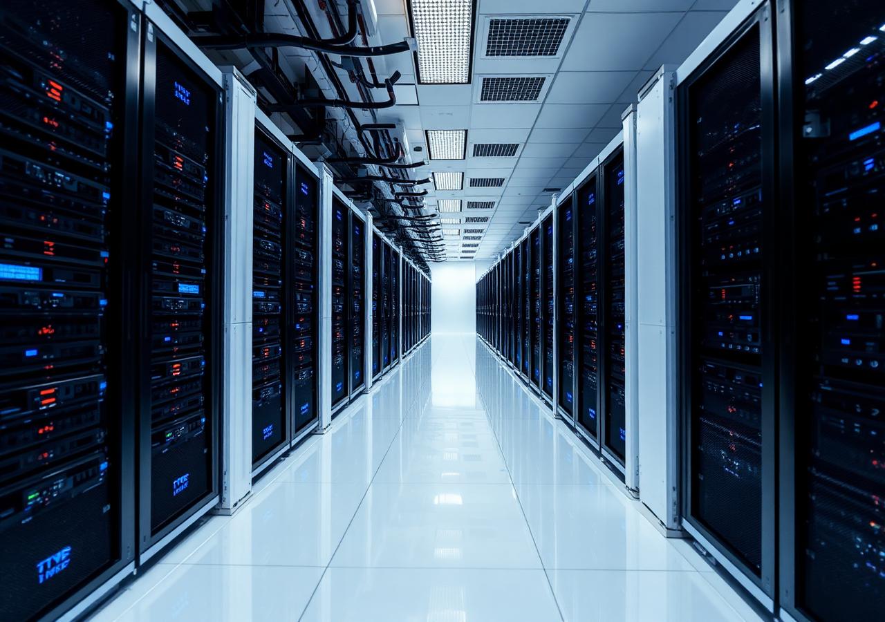 Pristine high-density GPU rack environment supporting AI training workloads